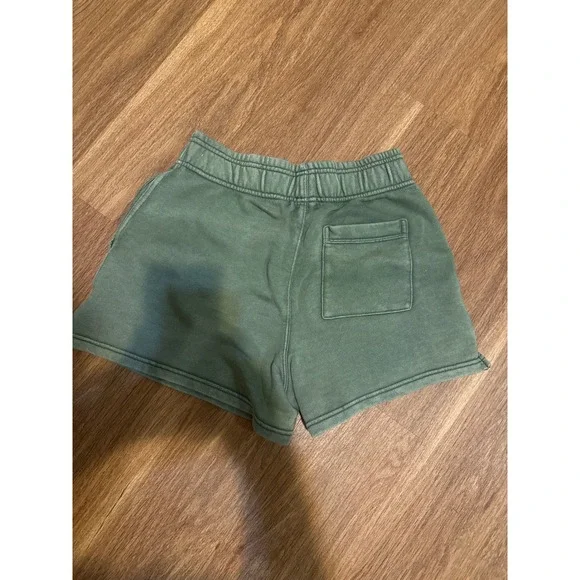 Aerie Sage Green Fleece Sweat Shorts High Waisted XS Relaxed oversize stretch - Picture 2 of 4